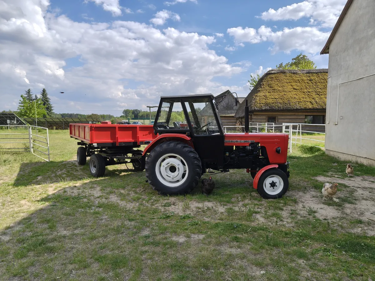 Zabytkowy traktor Ursus z przyczepą